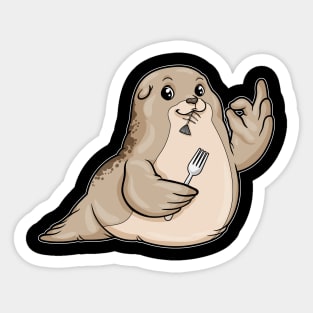 Seal at eating Fish Sticker